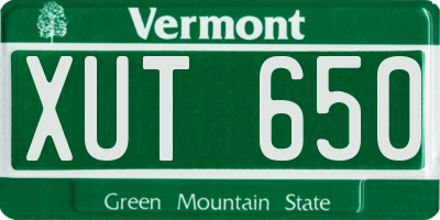 VT license plate XUT650