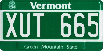 VT license plate XUT665