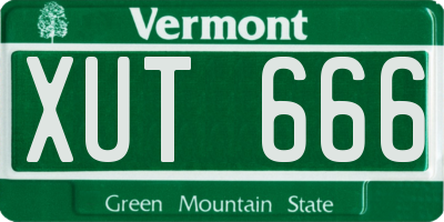 VT license plate XUT666
