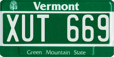 VT license plate XUT669