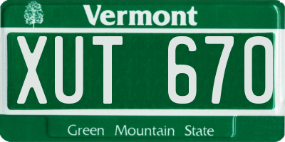 VT license plate XUT670