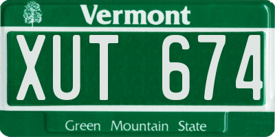VT license plate XUT674