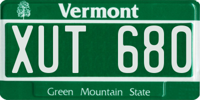 VT license plate XUT680