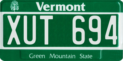 VT license plate XUT694