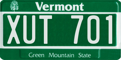 VT license plate XUT701