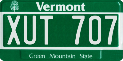 VT license plate XUT707