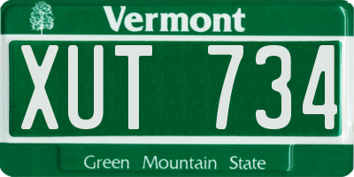 VT license plate XUT734