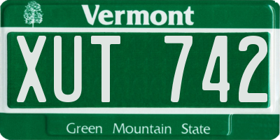 VT license plate XUT742