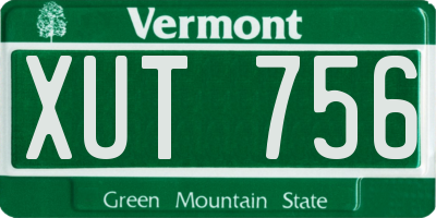VT license plate XUT756