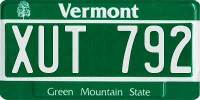 VT license plate XUT792