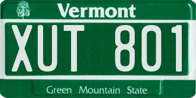 VT license plate XUT801