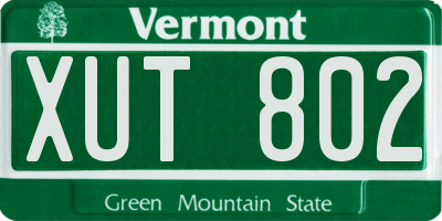 VT license plate XUT802