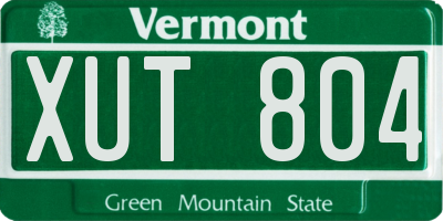 VT license plate XUT804