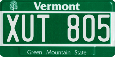 VT license plate XUT805