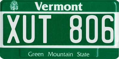 VT license plate XUT806