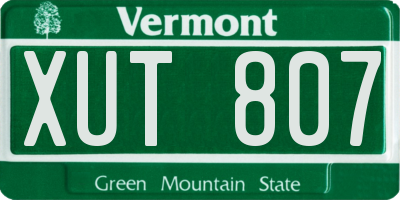 VT license plate XUT807