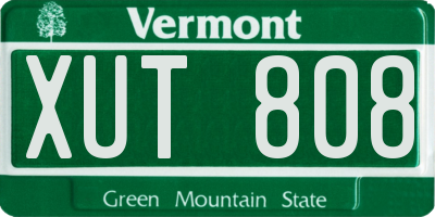 VT license plate XUT808