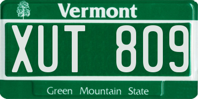 VT license plate XUT809