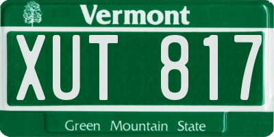 VT license plate XUT817