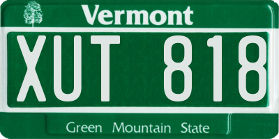 VT license plate XUT818
