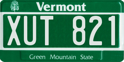 VT license plate XUT821