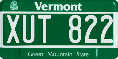 VT license plate XUT822