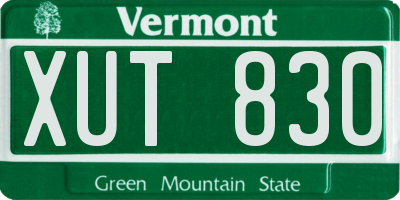 VT license plate XUT830