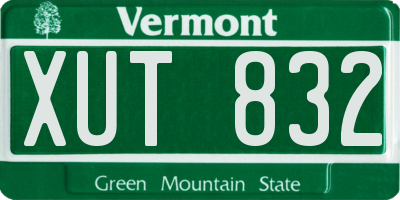 VT license plate XUT832