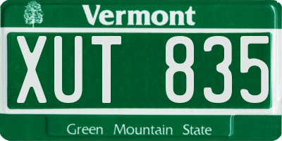 VT license plate XUT835