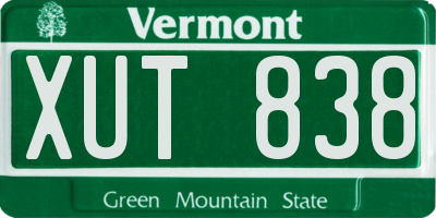 VT license plate XUT838