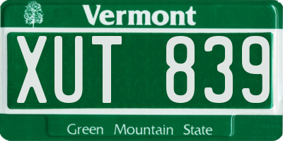 VT license plate XUT839