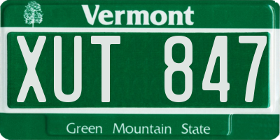 VT license plate XUT847
