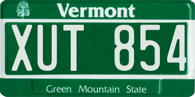 VT license plate XUT854