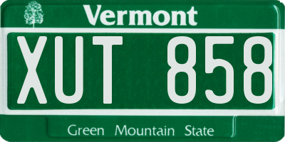VT license plate XUT858
