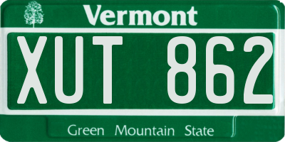 VT license plate XUT862