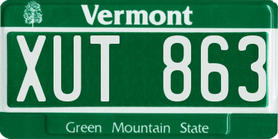 VT license plate XUT863