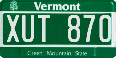 VT license plate XUT870