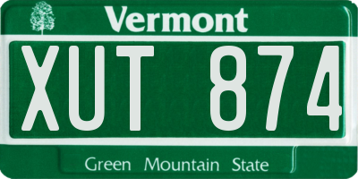 VT license plate XUT874