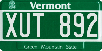 VT license plate XUT892