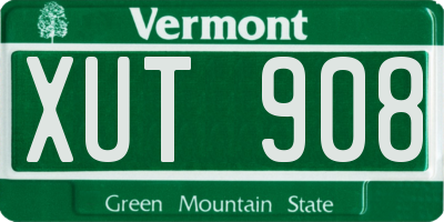 VT license plate XUT908