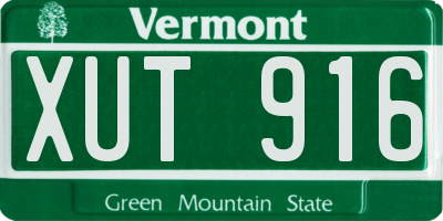 VT license plate XUT916