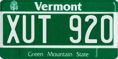 VT license plate XUT920