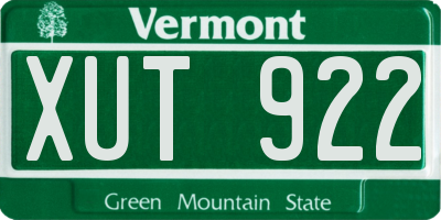 VT license plate XUT922