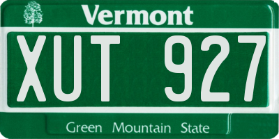 VT license plate XUT927