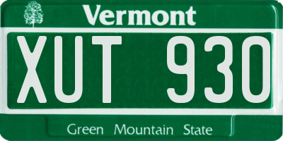 VT license plate XUT930