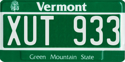 VT license plate XUT933