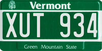 VT license plate XUT934