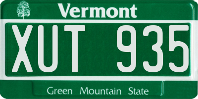 VT license plate XUT935