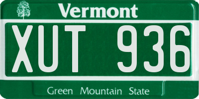 VT license plate XUT936
