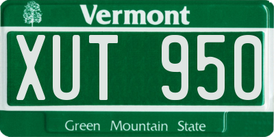 VT license plate XUT950